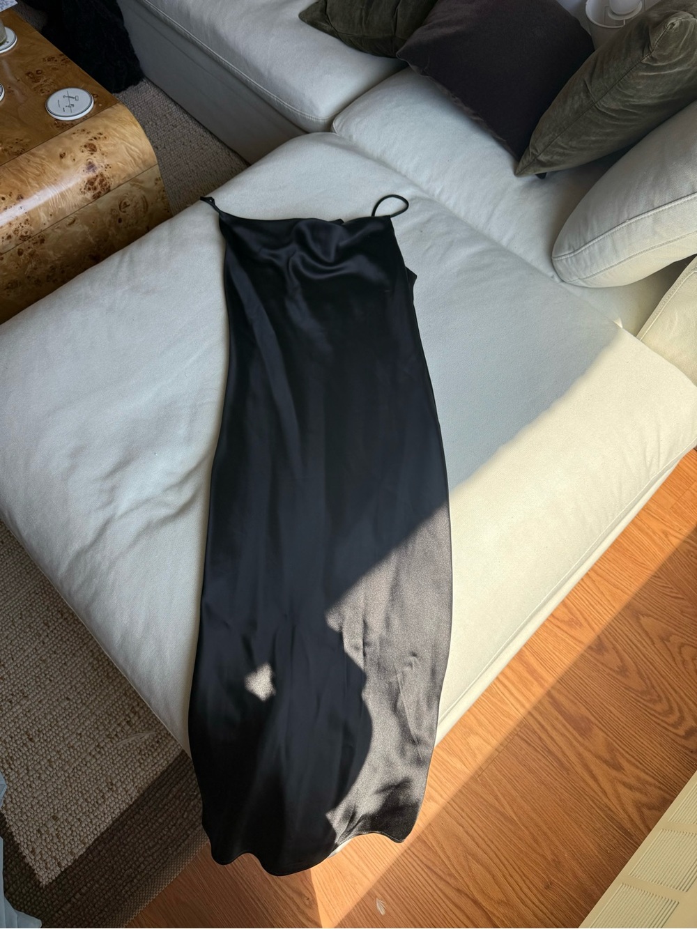 Princess Polly Cowl Neck Sleek Black Satin Slip Dress